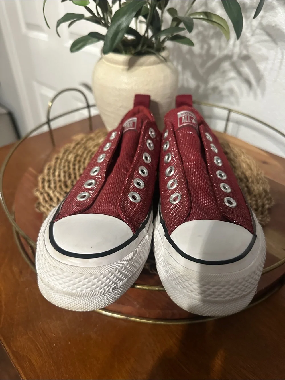 Converse Slip-On Low Top Sneakers - Deep Red/Burgundy- Laceless - Picture 5 of 6